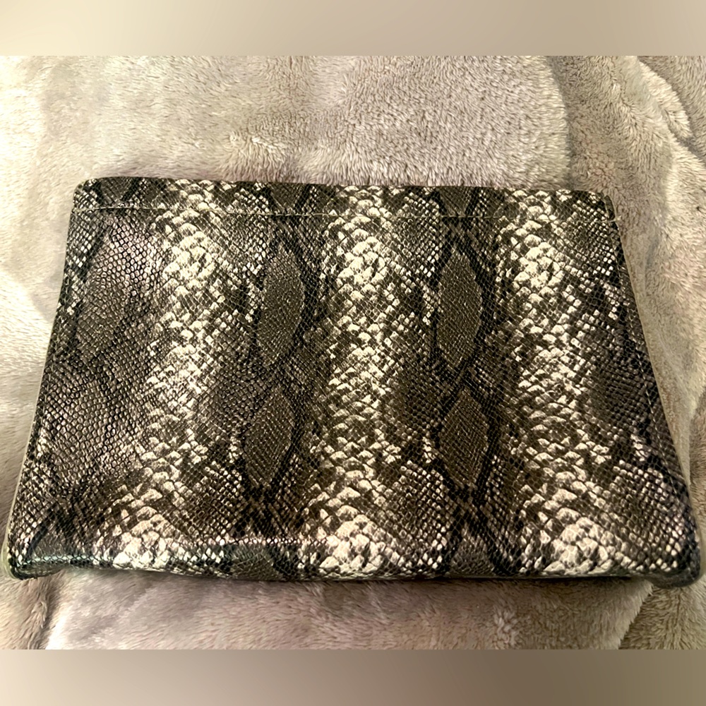 Faux snakeskin clutch